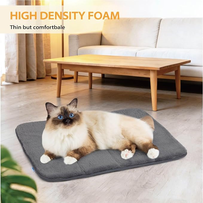 Dog Crate Pad for Small Dogs - 24"x18" Memory Foam Dog Bed, Washable & Anti-Slip Dog Bed Mat, Ultra Soft Kennel Pad for Dogs Cozy Sleeping Mat, Grey - Image 5