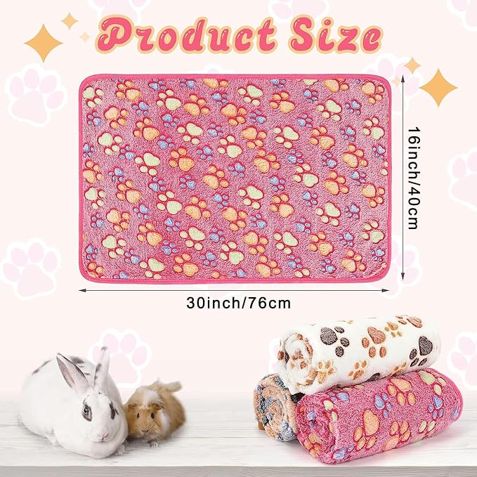 YUEPET Waterproof Guinea Pig Blankets Washable 3 Pack Small Animal Fleece Cage Liners Pet Soft Sleep Mat Pad Cover Warm Flannel Throw for Hamster Guinea Pig Rabbit Chinchilla Hedgehog Ferret 30"×16" - Image 2