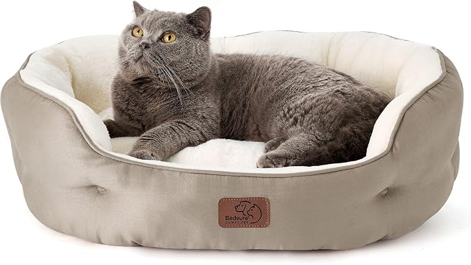 Bedsure Small Dog Bed Washable,Round Cat Beds for Indoor Cats,25in Camel | Soft Plush Pet Bed,Dog Beds for Small Dogs for Puppy and Kittens,Anti-Slip Bottom,Easy to Clean by Unknown