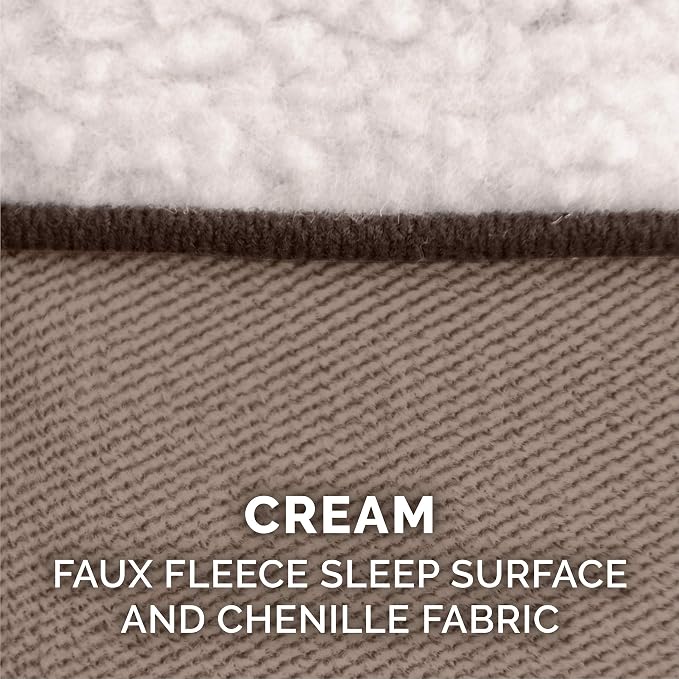 Furhaven Replacement Dog Bed Cover Sherpa & Chenille Sofa-Style, Machine Washable - Cream, Medium - Image 4
