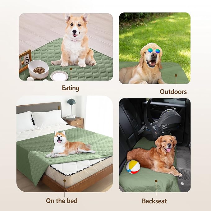 gogobunny 100% Double-Sided Waterproof Dog Bed Cover Pet Blanket Sofa Couch Furniture Protector for Puppy Large Dog Cat, Reversible (82x102 Inch (Pack of 1), Dark Green/Light Green) - Image 9