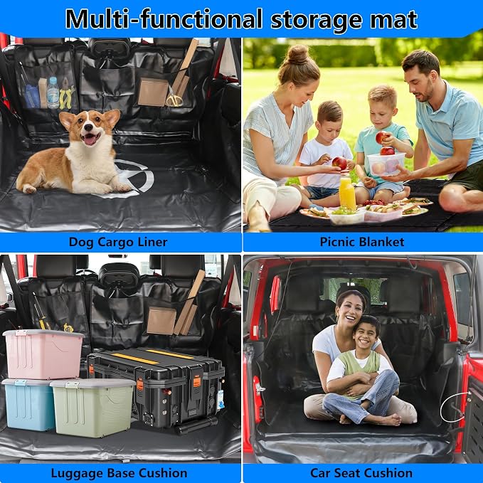 Dog Car Seat Cover for 2007-2025 Jeep Wrangler JK JL 4 Door Waterproof Cargo Liner Car Seat Protector Heavy Duty Scratch Proof Dog Hammock with Nonslip Bottom, Star - Image 8