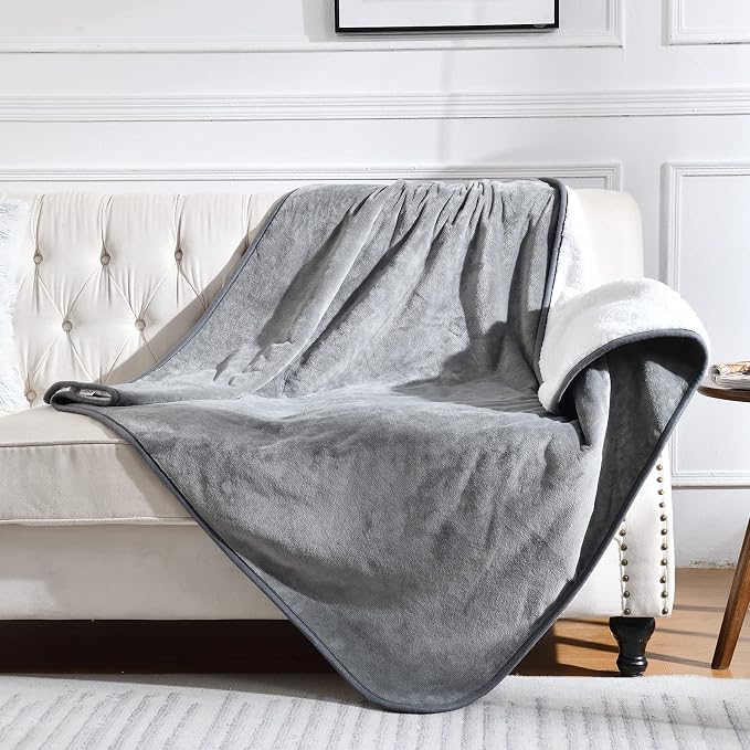Waterproof Blanket for Bed Couch Sofa, Soft Liquid Pee Proof Pet Blanket for Dog Puppy Cat, Reversible Sherpa Fleece Furniture Protector (Grey, 50x60 inches) by Yaning
