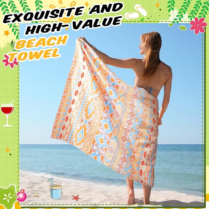 Remagr 12 Pcs Oversized Microfiber Beach Towels Bulk 60"x 28" Extra Large Quick Dry Absorbent Sand Free Towels for Adults, Pool, Travel, Swim, Yoga, Gym (Boho) - Image 4