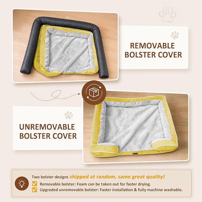 Comfort Expression Orthopedic Dog Bed for Extra Large Dogs with Bolster | Waterproof Dog Couch Bed with Washable Cover & Non-Slip Bottom, Supportive Egg Crate Foam XL Pet Bed, 42x30 Inch - Image 6