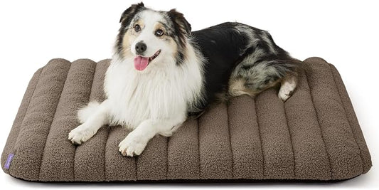 LE SURE Cute Orthopedic Dog Bed Large Sized Dog, Waterproof Chic Flat Pet Beds with Removable Washable Cover, Fuzzy Thick Egg Crate Foam Pet Mat for Indoor Use (36" x 27", Brown) by Lesure