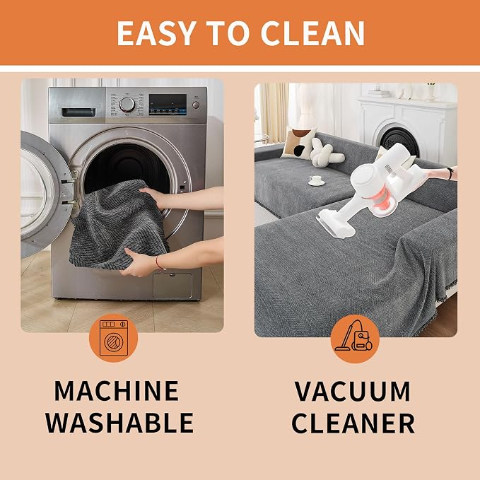 HAOMAIJIA Sectional Couch Covers L Shape 2 Pieces Washable L Shaped Couch Covers for Sectional Sofa Non Slip Couch Cover Blanket for Dogs Pet Friendly Furniture Protector (Grey, 71"x118" + 91"x134") - Image 7