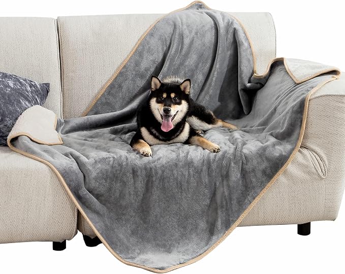 Bedsure Waterproof Dog Blankets for Large Dogs - Large Cat Blanket Washable for Couch Protection, Sherpa Fleece Puppy Blanket, Soft Plush Reversible Throw Furniture Protector, 40"X50", Grey by Unknown