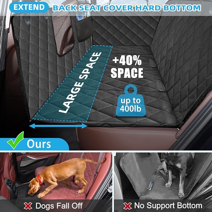 Kytely Back Seat Extender for Dogs,Hard Bottom Dog Car Seat Cover for Back Seat Support 400lb, Waterproof Dog Car Hammock Travel Bed for Car SUV Truck - Image 3