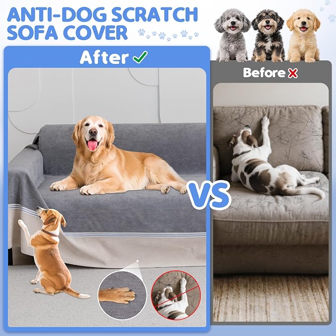 Loiion 100% Double-Sided Waterproof Dog Sofa Cover - Anti-Slip, Leakproof Couch Cover, Pet-Friendly Couch Protectors for Puppy, Large Dog, Kids and Pets 150"X91" - Image 3