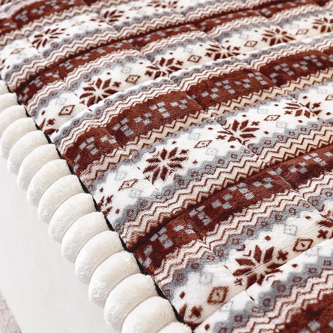 VClife Fuzzy Anti-Slip Dog Couch Cover for Christmas, Brown, 27.6 x 70.9 | Soft Thick Couch Covers for 3 Cushion Couch Sofa Pet Friendly, Scratch Resistant Sofa Cover Washable Dog Furniture Protector - Image 9