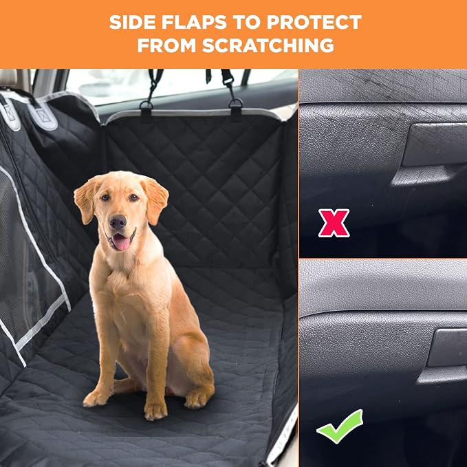PetsN'all Durable Dog Car Seat Cover to Protect from Scratches, Dirt, Hair and Other Messes, Easy to Clean, 100% Waterproof, Washable, Nonslip, with Mesh Window for Cars Trucks and SUVs Black - Image 4