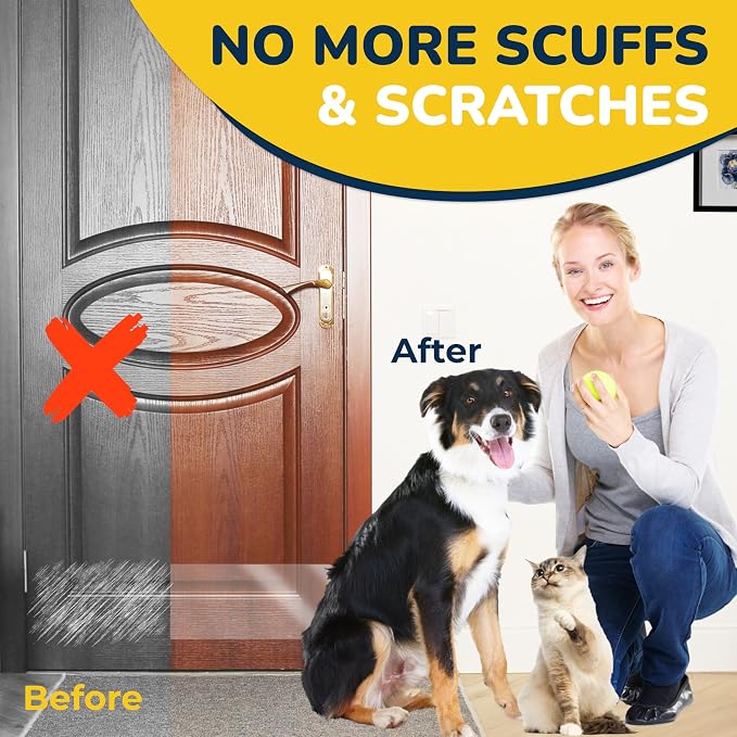 PROTECTO 1-Pack Door Protector from Dog Scratching, 34x8" - Door Guard | Clear Self-Adhesive Kick Plate, Cat & Dog Scratch Shield - Bottom of Door, Interior & Exterior, Window & Sliding Doors - Image 5