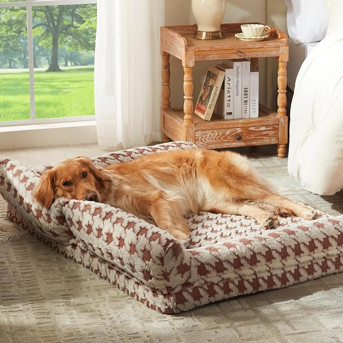 FURTIME Orthopedic Dog Bed Medium Size Dog, Medium Washable Memory Foam Pet Couch Bed with Removable Washable Cover, Non-Slip Bottom with Bolster Sides, Brown - Image 9