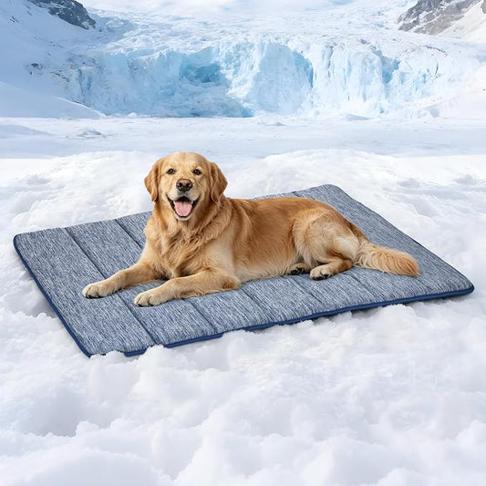 Dog Cooling Mat for Large Dogs – 41"x27" Orthopedic Memory Foam Pad for Summer, Hot Weather & Joint Relief | Washable, Non-Slip Crate Mat for Senior Dogs, Travel & Home (Wander Blue) by ZAKAPAWS