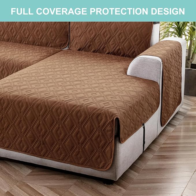 Genina Waterproof L Chaise Sectional Cover for Kids Pets (Camel, Large) | Reversible Design,Anti-Slip Fit,Blocks Pet Hair and Scratches,Stain-Resistant & Easy Install,Machine Washable - Image 6