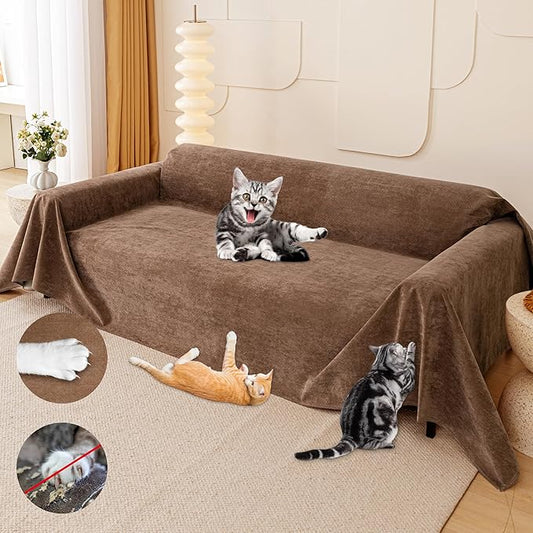 Loiion Cat Scratch Proof Furniture Protector Waterproof Sofa Cover 134"x71" | Pet-Friendly Couch Protector, Anti-Scratch & Anti-Slip Sofa Cover For Cats Dogs Kids, Machine Washable by Loiion