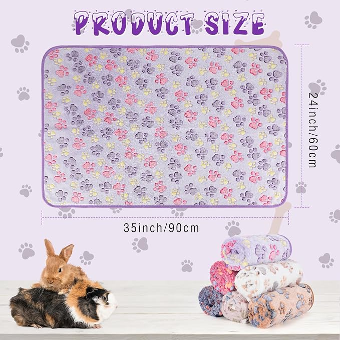YUEPET Waterproof Guinea Pig Blankets Washable 6 Pack Small Animal Fleece Cage Liners Pet Soft Sleep Mat Pad Cover Warm Flannel Throw for Hamster Guinea Pig Rabbit Chinchilla Hedgehog Ferret 35"×24" - Image 2