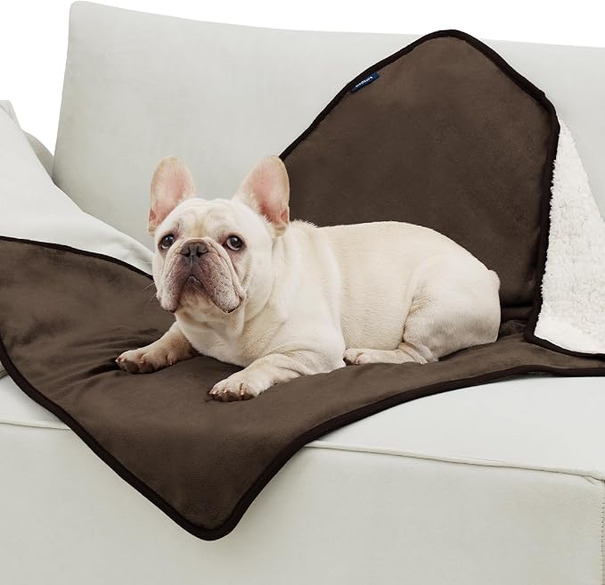 Bedsure Waterproof Dog Blankets for Medium Dogs Washable Soft Warm, 30"X40" | Plush Sherpa Fleece Cat Puppy Blanket for Couch Protector, Reversible Cozy Calming Throw for Pet Indoor,Brown - Image 9