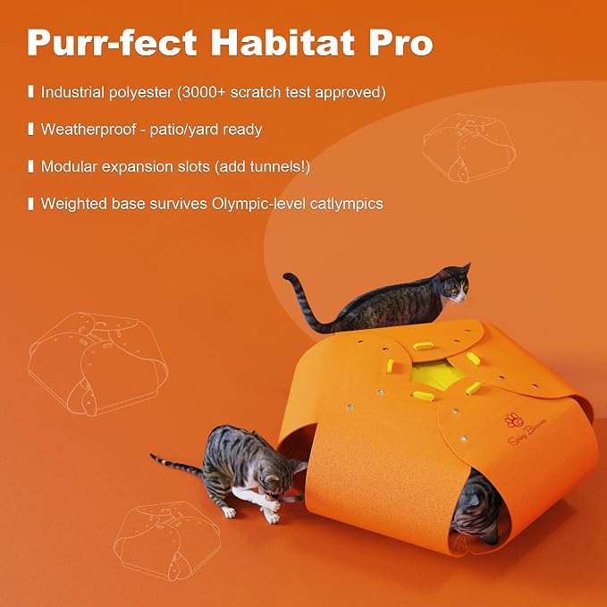 Cat Tunnel, Cat Cave for Indoor Cats Bed,Scratch Resistant Cat Toys for Medium Large Cats Hide and Seek Toy (Amber Orange) - Image 8