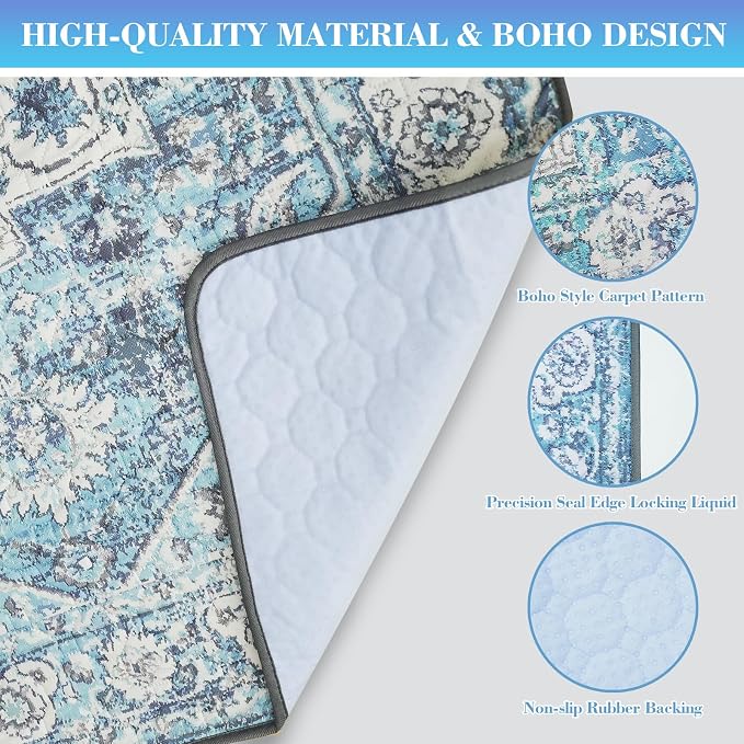 Dogcator Ocean-Blue Non-Slip Dog Washable Pee Pad Extra Large 72" x 72", Reusable Pet Training Pad for Dogs, Cats, and Puppies - Image 3