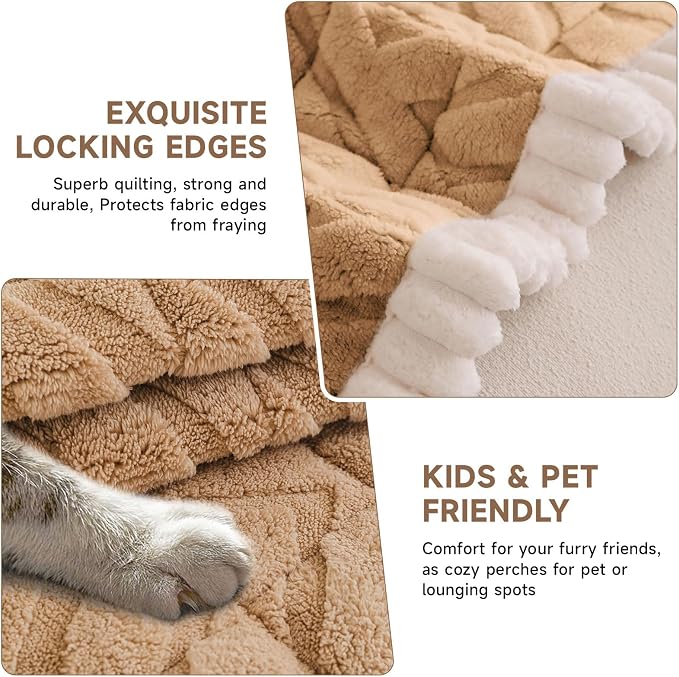 OTOB Couch Cover for Dogs Washable, Non Slip Love Seat Pet Sofa Protector | Coffee, 27.6"x59.1", Pet Friendly, All Season, Fuzzy, Modern Geometric Jacquard, Soft Breathable, Couch Protector, Modern - Image 4