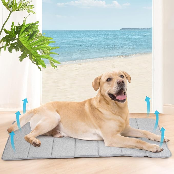 Dog Cooling Mat for Large Dogs – 41"x27" Orthopedic Memory Foam Pad for Summer, Hot Weather & Joint Relief | Washable, Non-Slip Crate Mat for Senior Dogs, Travel & Home (Grey) - Image 4