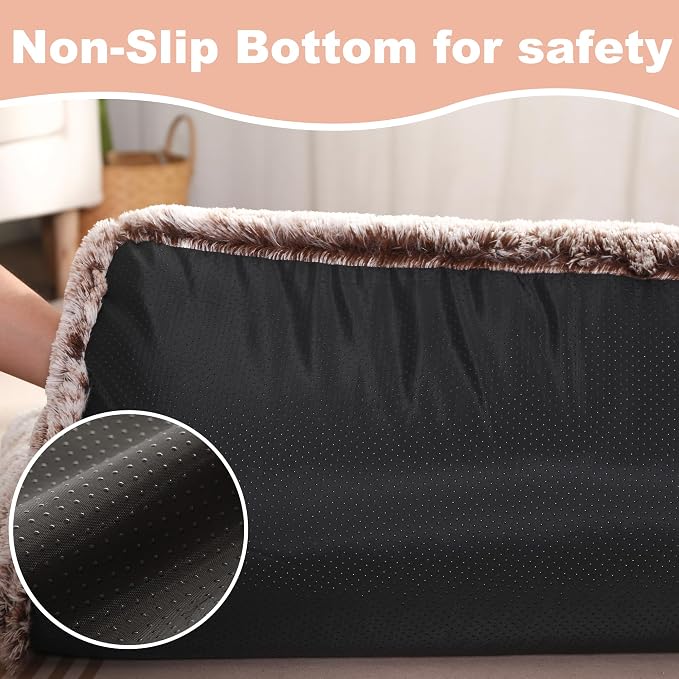 Bedfolks Waterproof Dog Crate Bed, Plush Dog Kennel Pad with Removable Washable Cover, Faux Fur, 17"x12", Brown - Image 6