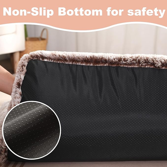 Bedfolks Waterproof Dog Crate Bed,Plush Dog Bed with Removable Washable Cover,Faux Fur Dog Crate Pad for Medium Dogs,Fluffy Dog Kennel Bed 29"x21",Brown - Image 6