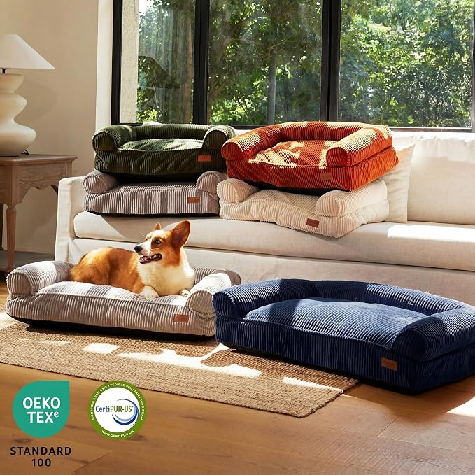FUKUMARU Cute Dog Bed, Thickened Orthopedic Dog Sofa, Waterproof&Washable | 36" Corduroy Dog Couch with 4" Extra-Thick Egg-Crate Foam, Large Pet Bed for Medium to Large Dogs - Image 7