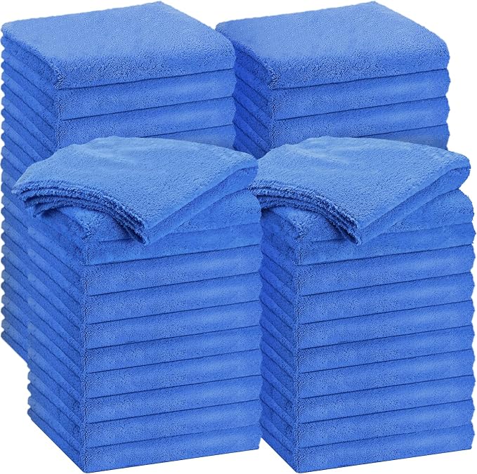 Shimeyao 30 Pcs 12 x 16 Inch Edgeless Microfiber Plush Towels for Cars Detailing Drying Wash Polishing Absorbent Cleaning Cloths, 500 GSM (Dark Blue) by Shimeyao