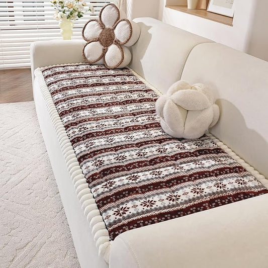 VClife Fuzzy Anti-Slip Dog Couch Cover for Christmas, Brown, 27.6 x 82.7 | Soft Thick Couch Covers for 3 Cushion Couch Sofa Pet Friendly, Scratch Resistant Sofa Cover Washable Dog Furniture Protector by VCLIFE