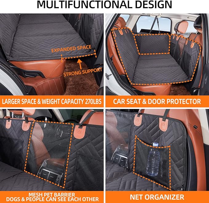 YJGF Hard Bottom Dog Car Seat Cover for Back Seat,Seat Extender for Dogs | Strong Support,More Rest Space,Waterproof, Scratch Resistant,Car Seat Protector,Dog Hammock for Car/SUV/Small Truck - Image 4
