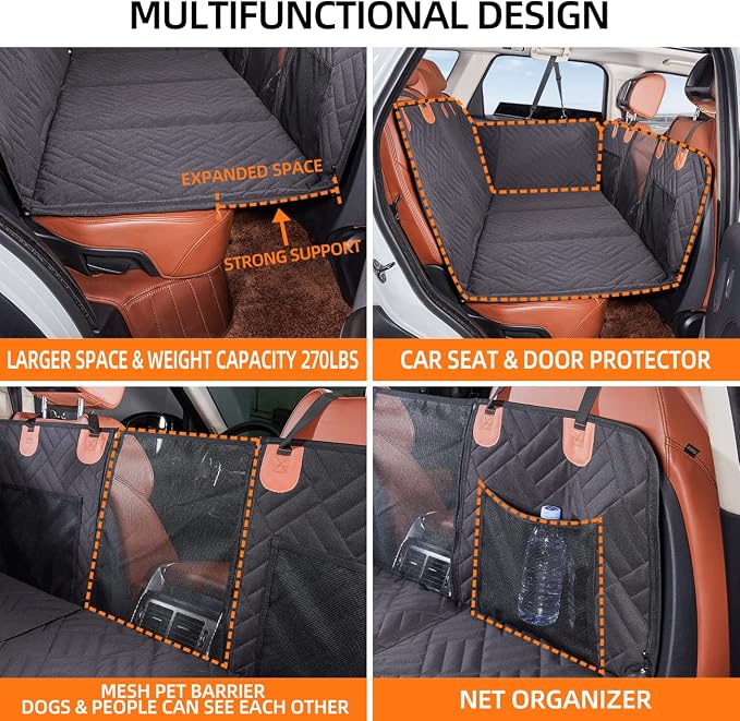 YJGF Hard Bottom Dog Car Seat Cover for Back Seat,Seat Extender for Dogs | Strong Support,More Rest Space,Waterproof, Scratch Resistant,Car Seat Protector,Dog Hammock for Car/SUV/Small Truck - Image 4