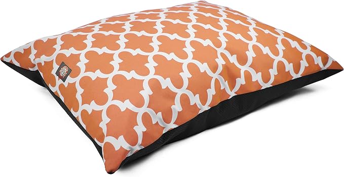 Majestic Pet Rectangle Medium Dog Bed Washable – Non Slip Comfy Pet Bed – Dog Crate Bed Super Value Pillow Dog Bed – Dog Kennel Bed for Sleeping - Dog Bed Medium Breed 35 x 28 Inch – Trellis Orange by MajesticPet