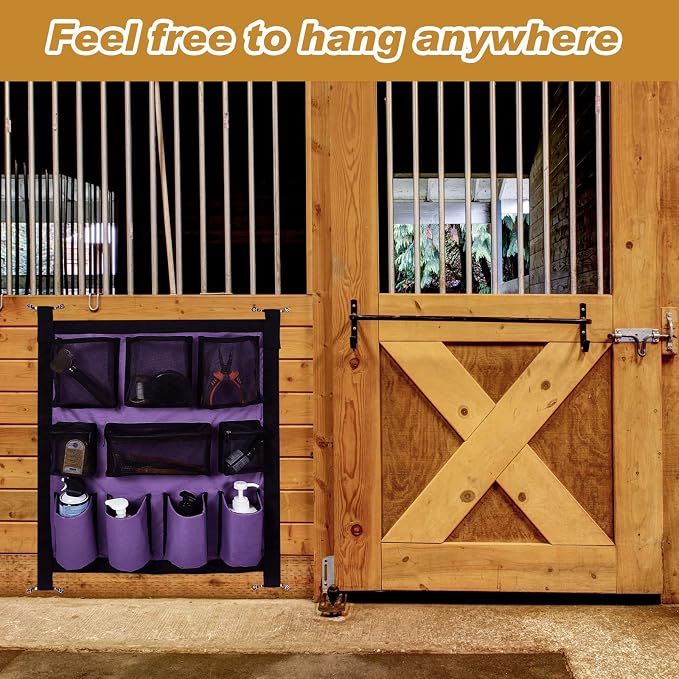 Riakrum 2 Pcs Horse Trailer Grooming Bag Hanging Horse Door Caddy Trailer Organizer Storage (Classic,29.92 x 22.83 Inch) - Image 6