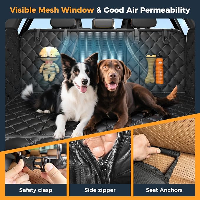 Dog Car Seat Cover for Back Seat, Hard Bottom Back Seat Extender for Dogs | Supports 400lbs, Scratch Resistant, Anti Slip Portable Dog Hammock, Suitable for F150, SUVs and Trucks - Image 3