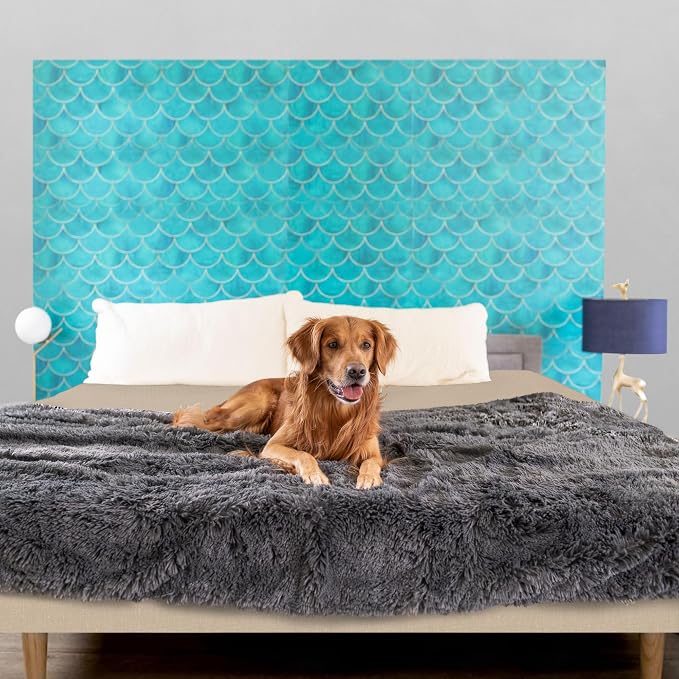 PawProof Fuzzy Pet Throw Blanket - Waterproof Blanket for Dogs & Cats - Faux Fur & Ultra-Soft Microsuede - Grey L Size (48"x76") - Image 8