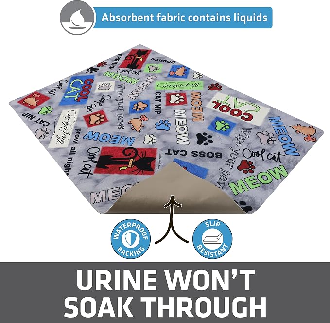 Drymate Cat Litter Box Mat, Litter Trapping Mat, Multicolor, 20x28 | Waterproof, Urine-Proof, Absorbent, Machine Washable, Soft on Paws, Contains Mess, Protects Floors, Kitten Supplies, USA Made - Image 3