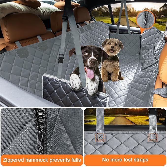 URPOWER XL Dog Seat Cover for Full-Size Truck Back Seat, Waterproof Hammock | 600D Oxford, Side Flaps with Zippers, Scratch Resistant, Non-Slip, Easy Install, Machine Washable, Dog Seat Belt Included - Image 2