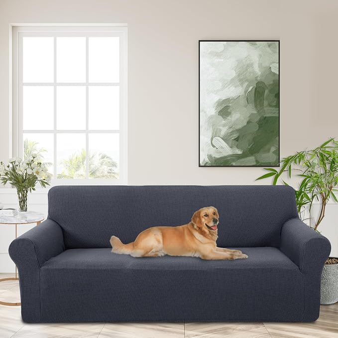 Stretch Couch Covers for Sofa Washable, Large, Dark Gray | 3seat sofa covers for 3 cushion couch, Furniture Protector Couch Slipcover cubre sillones para sala for Kids, Dogs by LuxshareHome