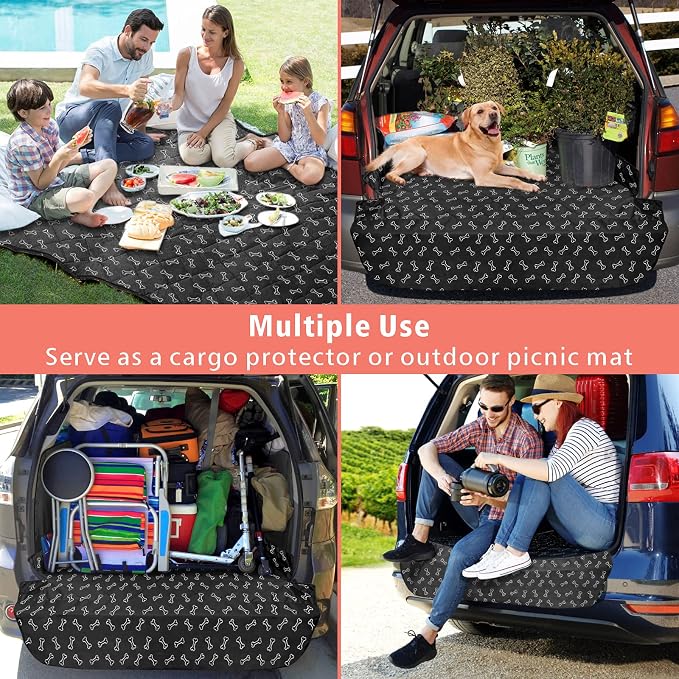 F-color SUV Cargo Liner for Dogs - Heavy Duty Cargo Cover for Mid-Size SUVs | Water Resistant, Bumper Flap, Non-Slip Mat, Car Trunk Dog Car Seat Cover Prevents Scratches Pet Hair Mud Dirt for Sedans Vans - Image 6