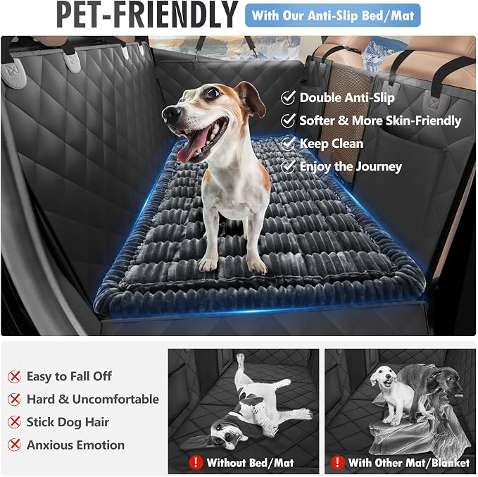 Dog Bed for Car Back Seat, Non-Slip Backseat Pet Mat Standard, 51''X23.5'' | Soft Blanket for Travel, Plaid Flannel, Quilted PP Cotton Filling, Non-Slip Backing, Machine Washable, Fit Backseat Extenders - Image 2