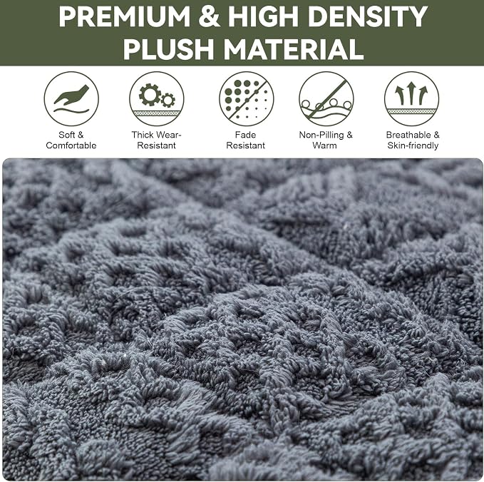 OTOB Couch Covers for 3 Cushion Sofa Pet Friendly Washable, All Seasons Non Slip Plush Fuzzy Sofa Covers, Geometric Jacquard Soft Cozy Dog Bed Mat Sofa Slipcovers Protector (Dark Gray, 27.6" x 82.7") - Image 3