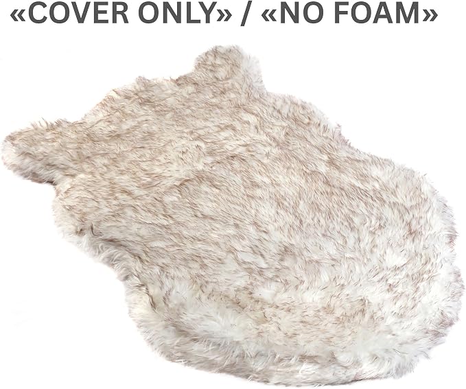 IHAPPYDOG Replacement Dog Bed Cover, Machine Washable (White w/Brown Tips, Giant 60x35) - Image 3