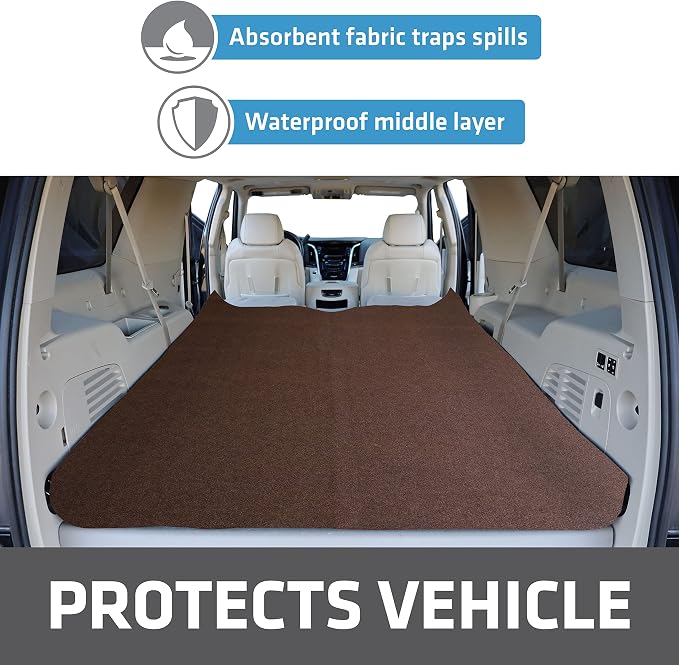 Drymate Premium Reversible Cargo Liner Mat (Brown/Charcoal), (60” x 84”), Seat Cover/Trunk Liner - Absorbent/Waterproof/Durable - Vehicle Protection Mat for SUVs, Trucks, Vans, Cars, Dogs (USA Made) - Image 2