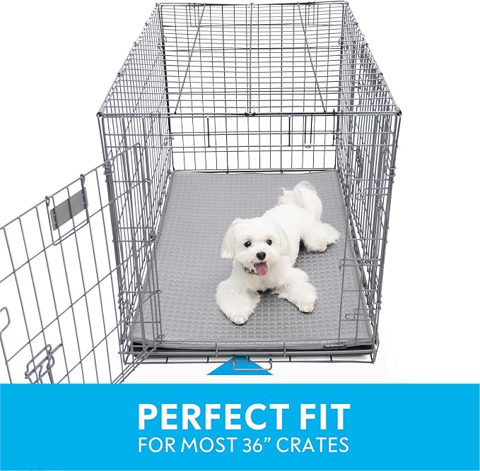 Paw Inspired Cooling Orthopedic Crate Pad, 35x22 Inch, Gray | Medium/Large Size Washable Memory Foam Mat for Dogs and Cats, Fits 36 Inch Kennel - Image 6