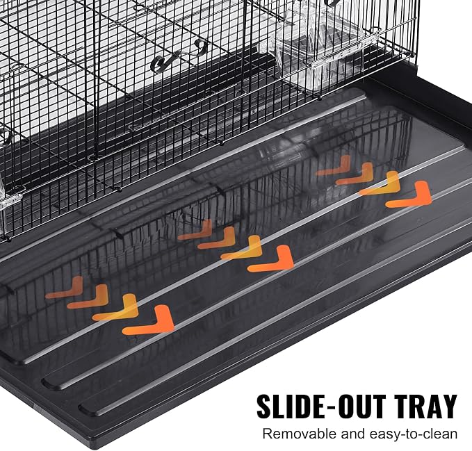 VEVOR 30 Inch Flight Bird Cage, Stackable Bird Cage Parakeet Cage with Slide-Out Tray and Handle, Small Parrots Birdcage for Cockatiels Budgies Conure Macaw Finch Lovebirds Canaries Pigeons - Image 5