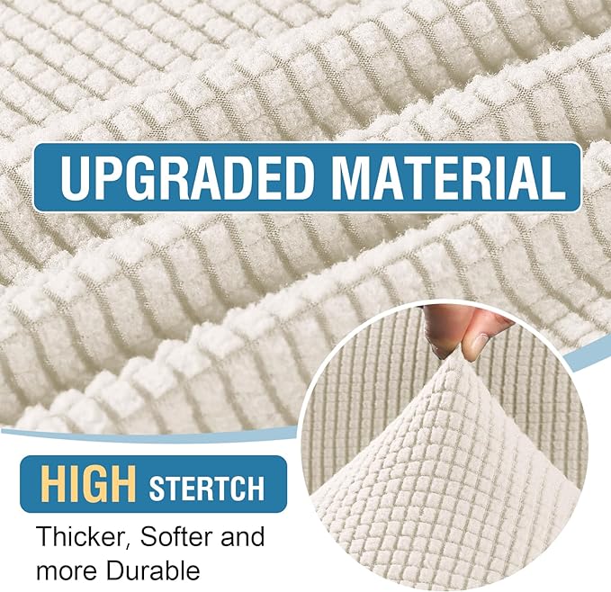 H.VERSAILTEX Sectional Couch Covers 8 Pieces Stretch Sofa Covers for Sectional Sofa Set Separate L Shaped Couch Cover for Both Left/Right Couch (Seat and Back: 1 Chaise + 3 Sofa, Ivory) - Image 4