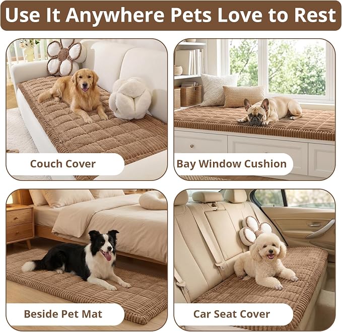 OstepDecor Couch Cover for Dogs, Washable Non Slip Sofa Cover for Pets, Soft Couch Covers for Sofa, Loveseat and Sectional, Furniture Protector Against Pet Hair & Scratches (27.6" x 82.7", Brown) - Image 2